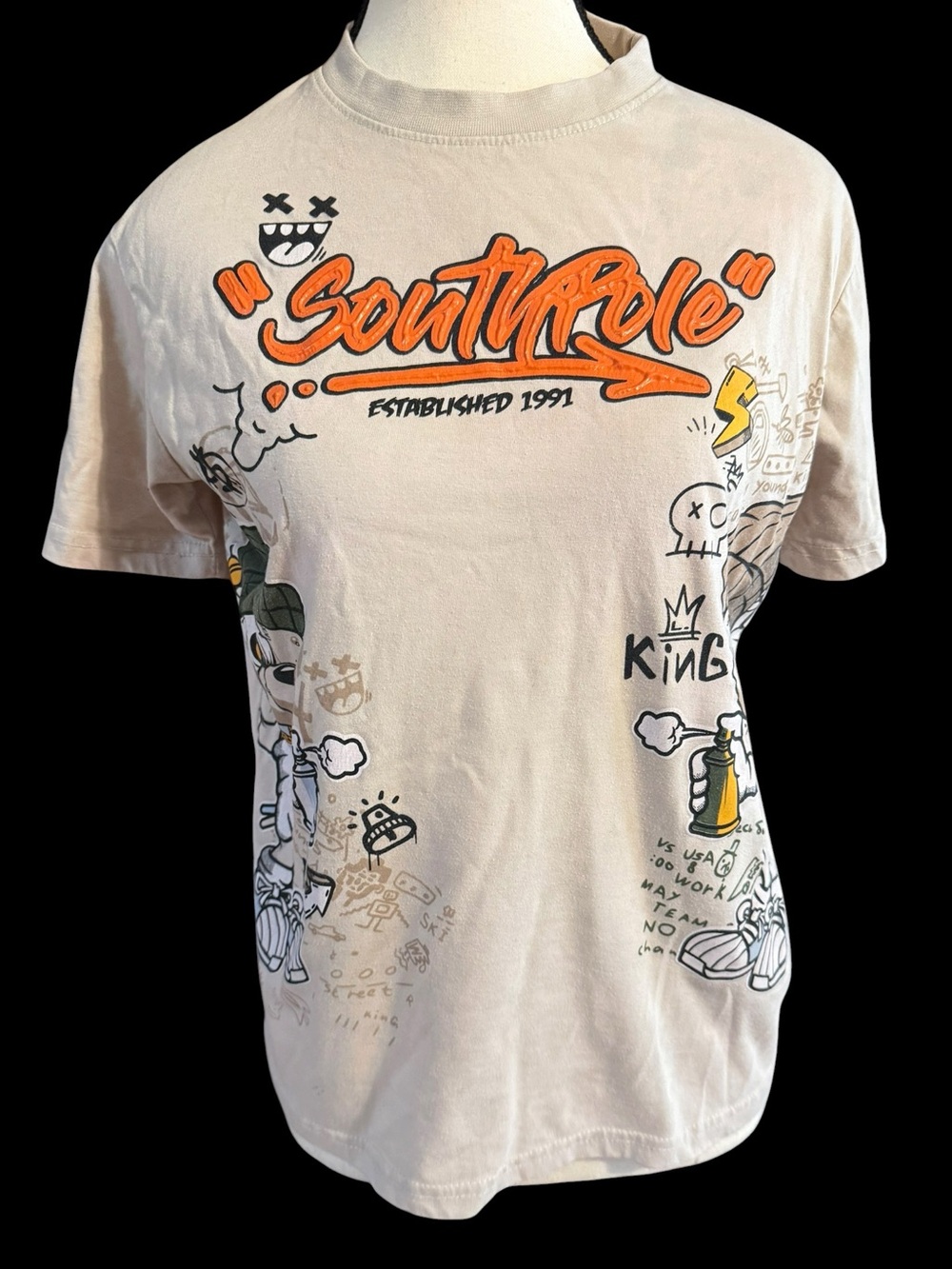Southpole Boys L 14-16 Graphic T Shirt Y2K Graffiti Bear Hip Hop Streetwear Tee